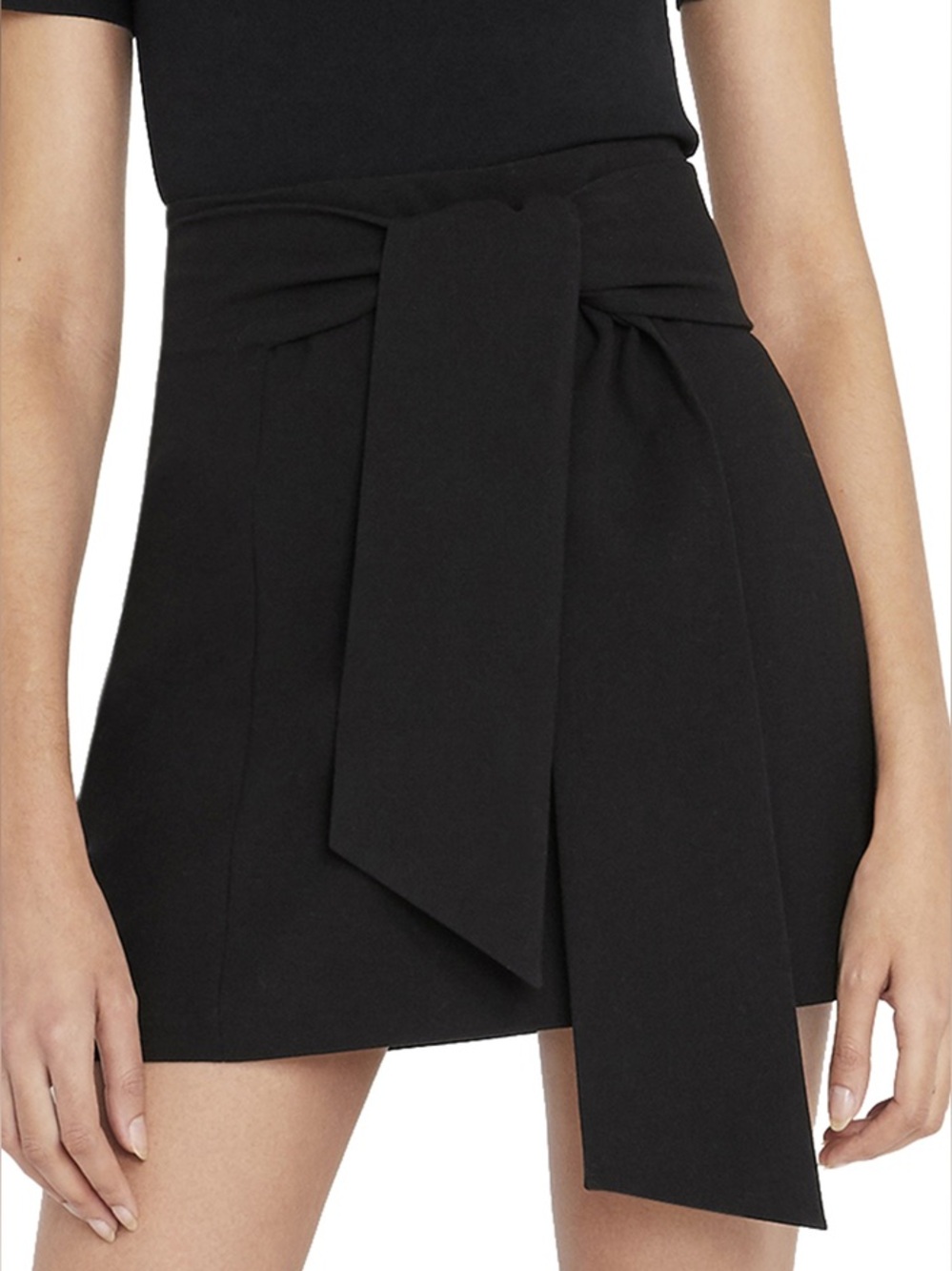 NWT Alice + Olivia Black Riva Mini Skirt with Side Tie Detail